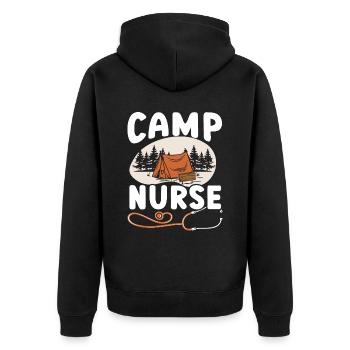 Camp Krankenschwester Camping Krankenschwester Krankenschwester Camper - Unisex Premium Bio Zip Hoodie - Schwarz - Hinten - Nico (187cm)