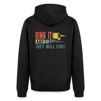 Das Leben Ist Erstaunlich, Pickleball Macht Es - Unisex Premium Bio Zip Hoodie - Schwarz - Hinten - Nico (187cm)