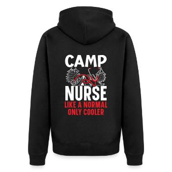 Camp Krankenschwester Camping Krankenschwester Krankenschwester Camper - Unisex Premium Bio Zip Hoodie - Schwarz - Hinten - Nico (187cm)