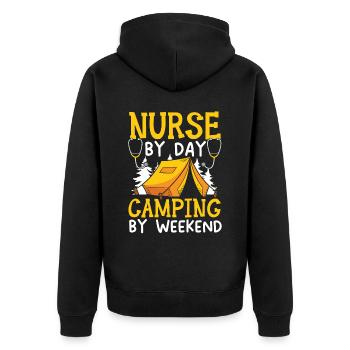 Camp Krankenschwester Camping Krankenschwester Krankenschwester Camper - Unisex Premium Bio Zip Hoodie - Schwarz - Hinten - Nico (187cm)