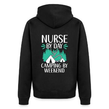 Camp Krankenschwester Camping Krankenschwester Krankenschwester Camper - Unisex Premium Bio Zip Hoodie - Schwarz - Hinten - Nico (187cm)