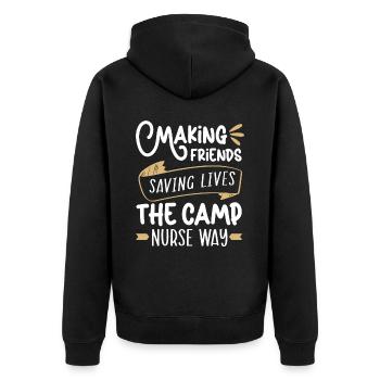 Camp Krankenschwester Camping Krankenschwester Krankenschwester Camper - Unisex Premium Bio Zip Hoodie - Schwarz - Hinten - Nico (187cm)