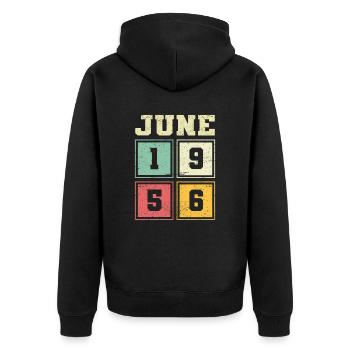 67th Birthday June Vintage 1956 Vintage - Unisex Premium Organic Zip Hoodie - black - Back - Nico (187cm)