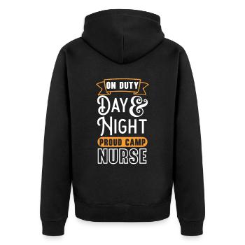 Camp Krankenschwester Camping Krankenschwester Krankenschwester Camper - Unisex Premium Bio Zip Hoodie - Schwarz - Hinten - Nico (187cm)