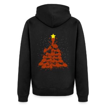 Ants Christmas Tree Christmas - Unisex Premium Organic Zip Hoodie - black - Back - Nico (187cm)