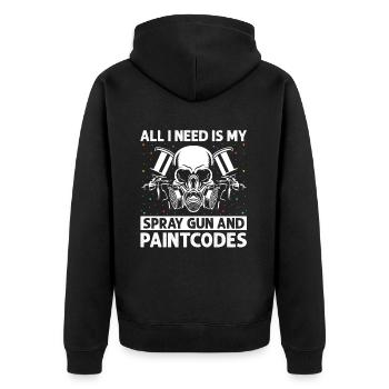 Autolackierer Angebot für Karosserietechniker - Unisex Premium Bio Zip Hoodie - Schwarz - Hinten - Nico (187cm)