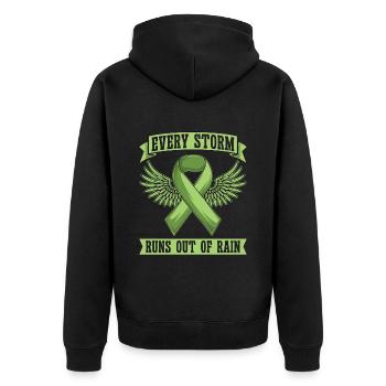 Mental Health Every Storm Runs Out Health Care - Unisex Premium Bio Zip Hoodie - Schwarz - Hinten - Nico (187cm)