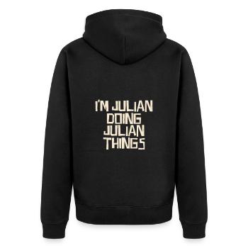 I'm Julian doing Julian things - Unisex Premium Bio Zip Hoodie - Schwarz - Hinten - Nico (187cm)