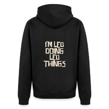 I'm Leo doing Leo things - Unisex Premium Bio Zip Hoodie - Schwarz - Hinten - Nico (187cm)