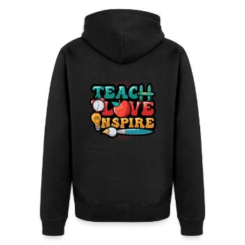 Lehrer Unterrichten, Liebe Inspiriert - Unisex Premium Bio Zip Hoodie - Schwarz - Hinten - Nico (187cm)