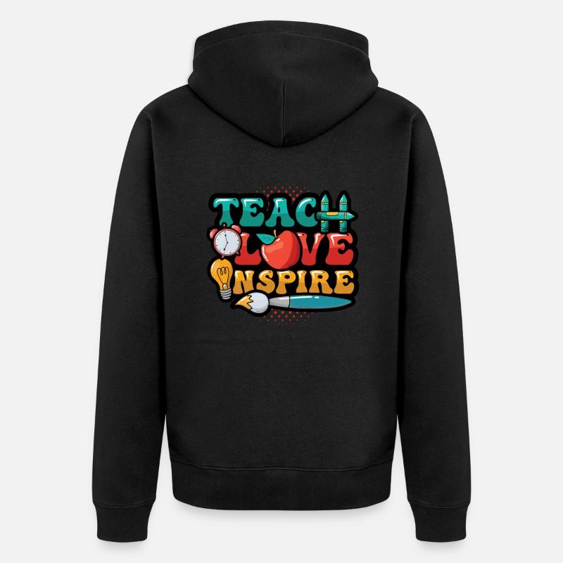 Les enseignants enseignent, l’amour inspire - Veste à capuche bio Premium Unisexe - noir