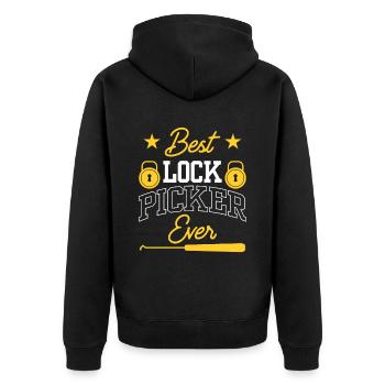 Der Beste Lock Picker Aller Zeiten Lock Picking - Unisex Premium Bio Zip Hoodie - Schwarz - Hinten - Nico (187cm)