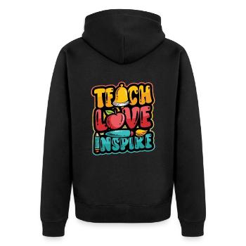 Lehrer Unterrichten, Liebe Inspiriert - Unisex Premium Bio Zip Hoodie - Schwarz - Hinten - Nico (187cm)