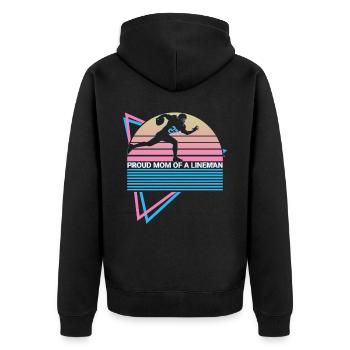 Football Lineman Retro - Unisex Premium Organic Zip Hoodie - black - Back - Nico (187cm)