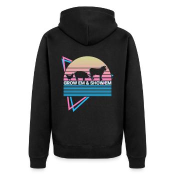 Viehzucht Retro - Unisex Premium Bio Zip Hoodie - Schwarz - Hinten - Nico (187cm)