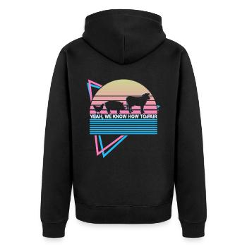 Viehzucht Retro - Unisex Premium Bio Zip Hoodie - Schwarz - Hinten - Nico (187cm)