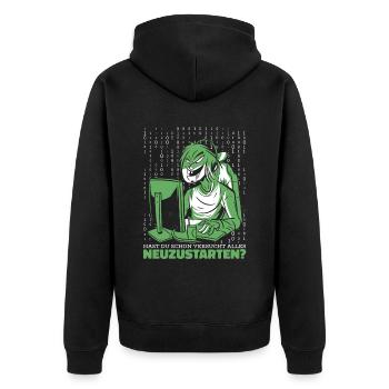 Entwickler Coder Programmierer Computer - Unisex Premium Bio Zip Hoodie - Schwarz - Hinten - Nico (187cm)