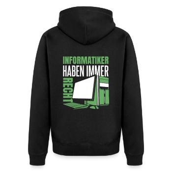 Entwickler Coder Programmierer Computer - Unisex Premium Bio Zip Hoodie - Schwarz - Hinten - Nico (187cm)