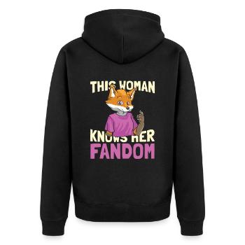 Furry Fandom Fursuits Witzig - Unisex Premium Bio Zip Hoodie - Schwarz - Hinten - Nico (187cm)