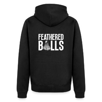 Gefiederte Bälle - Lustiges Badminton - Unisex Premium Bio Zip Hoodie - Schwarz - Hinten - Nico (187cm)