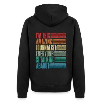 Vintage Journalist Journalist Gift Retro - Unisex Premium Organic Zip Hoodie - black - Back - Nico (187cm)
