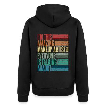 Visagistin Makup Artist Maskenbildnerin Geschenk - Unisex Premium Bio Zip Hoodie - Schwarz - Hinten - Nico (187cm)