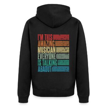 Vintage Musician Musician Gift Retro - Unisex Premium Organic Zip Hoodie - black - Back - Nico (187cm)