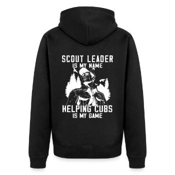 Camping Scoutmaster - Drôle de chef scout - Veste à capuche bio Premium Unisexe - noir - Dos - Nico (187cm)