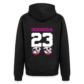 Indonesia 23 Jersey 2023 - Unisex Premium Organic Zip Hoodie - black - Back - Nico (187cm)