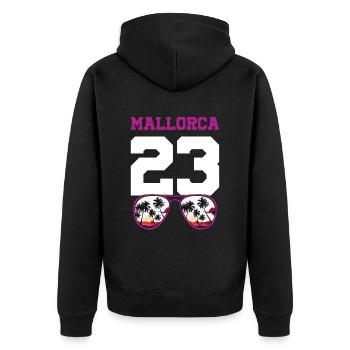Mallorca 23 Trikot 2023 - Unisex Premium Bio Zip Hoodie - Schwarz - Hinten - Nico (187cm)