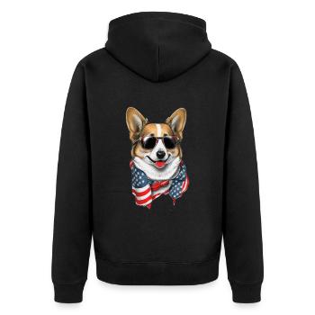 patriotique gallois corgi drapeau américain - Veste à capuche bio Premium Unisexe - noir - Dos - Nico (187cm)