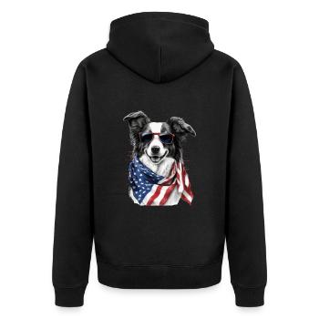 Patriotic Border Collie Drapeau américain - Veste à capuche bio Premium Unisexe - noir - Dos - Nico (187cm)