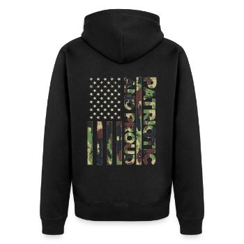 American Flag Independence Day Patriotic & Proud - Unisex Premium Organic Zip Hoodie - black - Back - Nico (187cm)