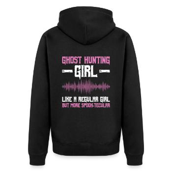 Geisterjagd-mädchen-design Für Paranormales - Unisex Premium Bio Zip Hoodie - Schwarz - Hinten - Nico (187cm)