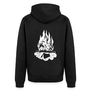 Feu de camp, Plein air, Randonnée pédestre, Camping, Feu - Veste à capuche bio Premium Unisexe - noir - Dos - Nico (187cm)
