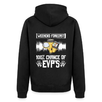 Paranormales Ermittlerdesign Für Paranormale - Unisex Premium Bio Zip Hoodie - Schwarz - Hinten - Nico (187cm)