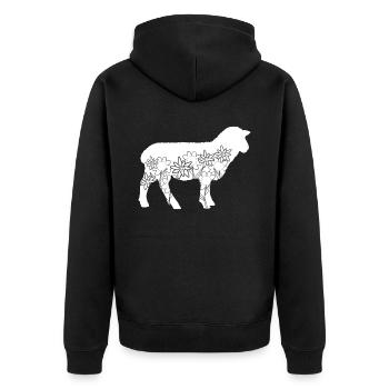 Schaf Blumen Schafe Blüten Schäfchen - Unisex Premium Bio Zip Hoodie - Schwarz - Hinten - Nico (187cm)