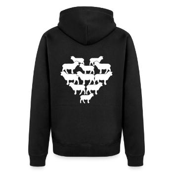 Schaf Schafe Herz Schäfchen - Unisex Premium Bio Zip Hoodie - Schwarz - Hinten - Nico (187cm)
