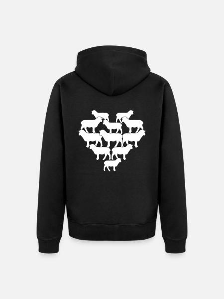 Sheep Sheep Heart Sheep - Unisex Premium Organic Zip Hoodie - black