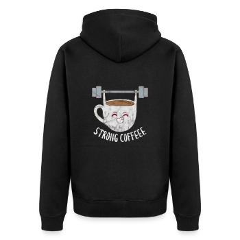 Coffee Fitness - Unisex Premium Organic Zip Hoodie - black - Back - Nico (187cm)