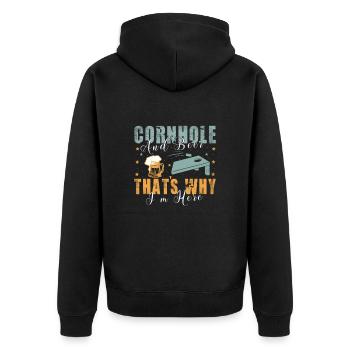 Lustige Cornhole-Spielspieler-Liebhaber - Unisex Premium Bio Zip Hoodie - Schwarz - Hinten - Nico (187cm)