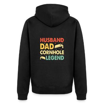 Funny Cornhole Game Player Lovers - Unisex Premium Organic Zip Hoodie - black - Back - Nico (187cm)