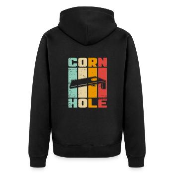 Lustige Cornhole-Spielspieler-Liebhaber - Unisex Premium Bio Zip Hoodie - Schwarz - Hinten - Nico (187cm)