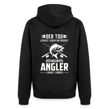 Angeln Fishing Fisher Angelrute Karpfen Rute Fisch - Unisex Premium Bio Zip Hoodie - Schwarz - Hinten - Nico (187cm)