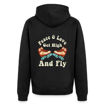 Roller Skates Inline Skates Herren Damen Geschenk - Unisex Premium Bio Zip Hoodie - Schwarz - Hinten - Nico (187cm)
