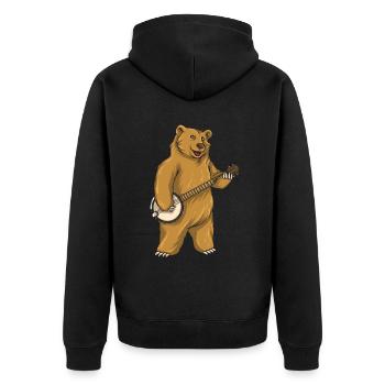 Banjo Shirts For Men Bluegrass Appalachia Folk - Unisex Premium Organic Zip Hoodie - black - Back - Nico (187cm)