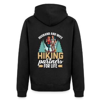 Hiking Couple Hiking Buddy Mountain Climbing Hiker - Unisex Premium Organic Zip Hoodie - black - Back - Nico (187cm)