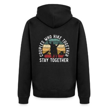 Hiking Couple Hiking Buddy Mountain Climbing Hiker - Unisex Premium Organic Zip Hoodie - black - Back - Nico (187cm)