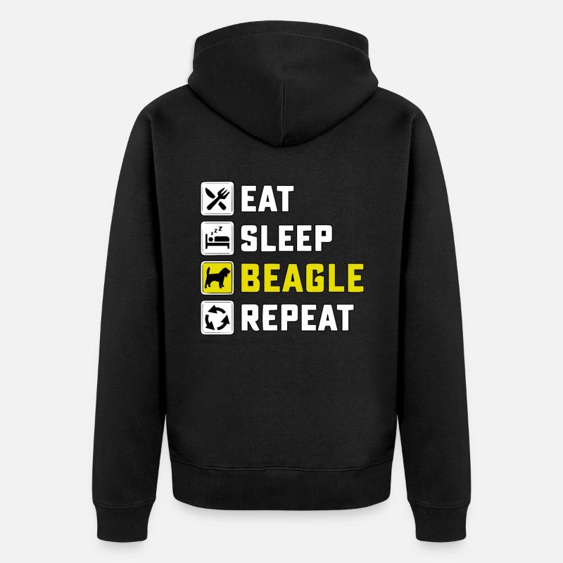 Mangez beagle sommeil répéter - Veste à capuche bio Premium Unisexe - noir