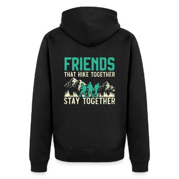 Hiking Couple Hiking Buddy Mountain Climbing Hiker - Unisex Premium Organic Zip Hoodie - black - Back - Nico (187cm)